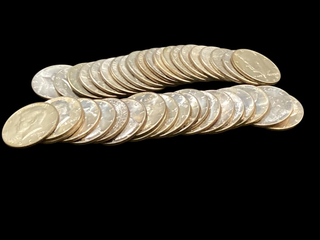 Kennedy Half Dollar Coins: Forty 1966 Kennedy half dollars. Some uncirculated. - ()