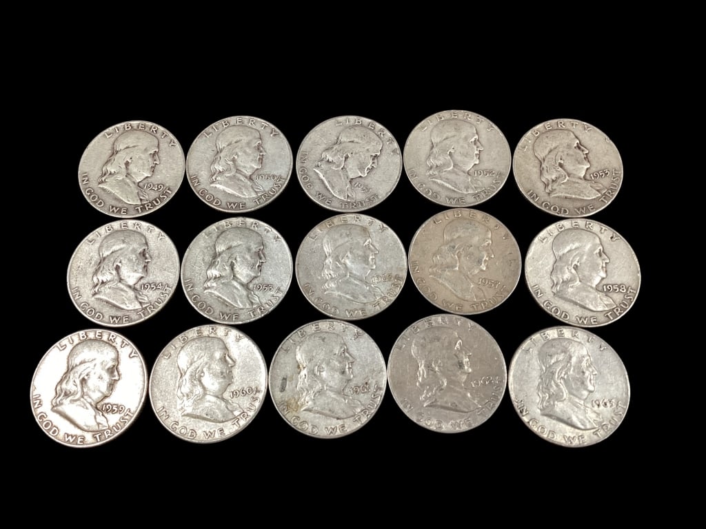 15 Ben Franklin Half Dollar Coins (1 of 5)