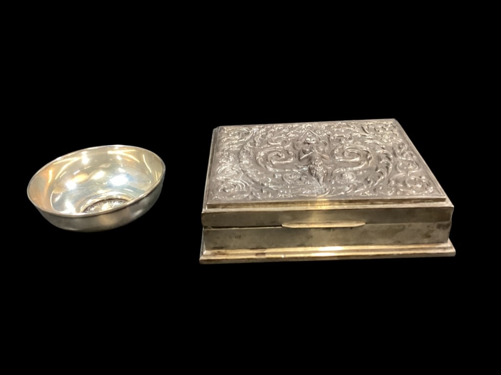 Silver Coin Trinket Dish, Silver Cigerette Box (1 of 7)