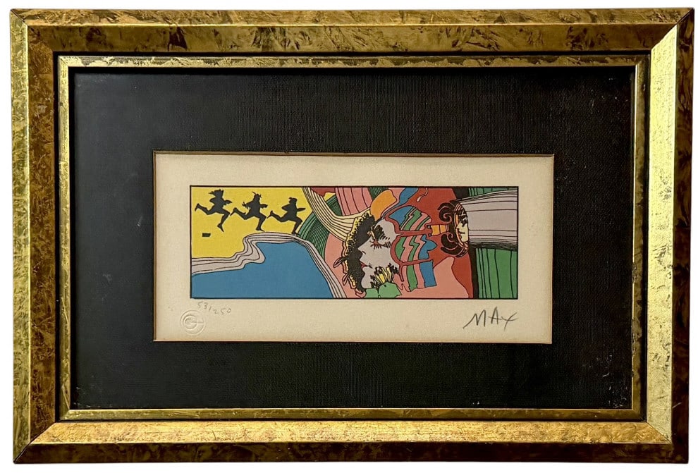 Break Through, Peter Max: Break Through, Peter Max New York, b. 1937..color lithograph on paper, signed lower right and numbered 53/250 lower left, image 3.25 x 9.25 in., Circle Gallery Ltd blind stamp to the bottom left, matt