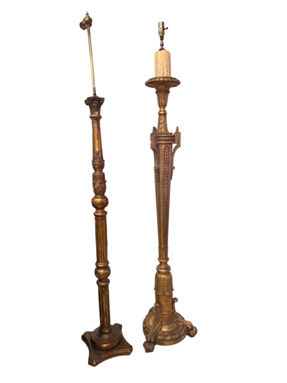 Two Assorted Antique Style Gilt Floor Lamps (1 of 5)