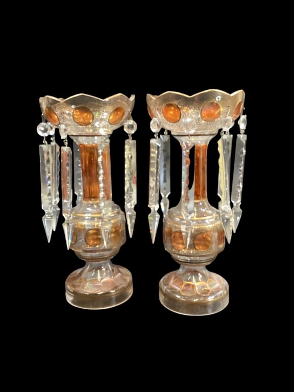 Pair Bohemian Glass Mantle Lusters (1 of 6)