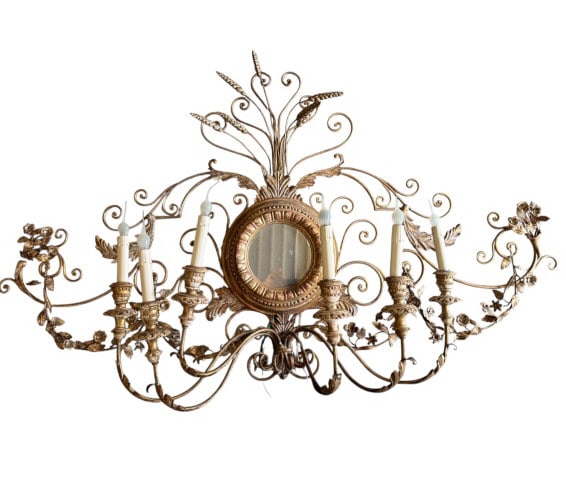 Italian Gilt Metal Wheat 6-Light Sconce (1 of 3)