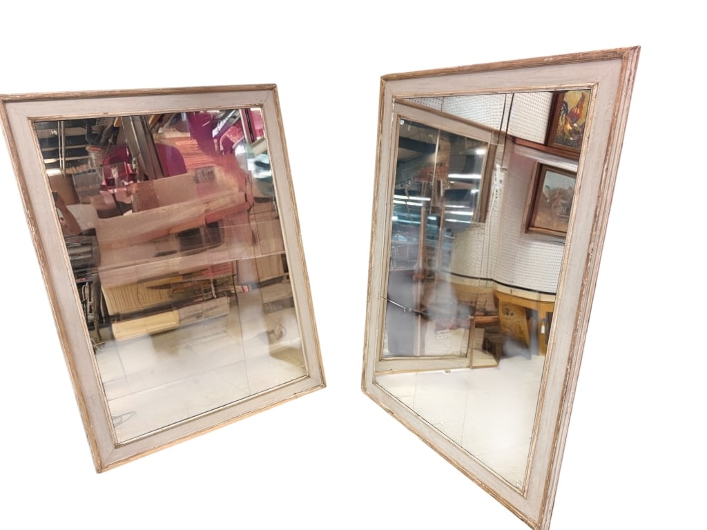 Pair Large French Country Style Star Mirrors: Pair Large French Country Style Star Mirrors A matching pair of large, monumental scale French Country or rustic Continental style multi-panel wall mirrors. Each mirror features a grid pattern of mult