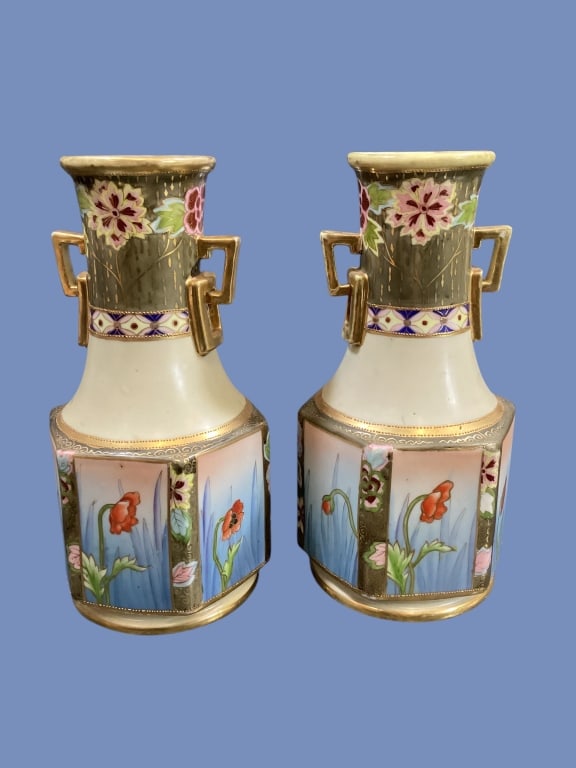 Pair Nippon Porcelain Vases (1 of 4)