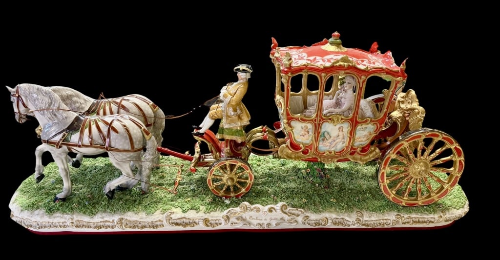 Luigi Fabris Porcelain Horse Drawn Carriage (1 of 8)