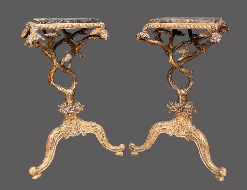 Pair Maitland Smith Faux Bois Side Tables (1 of 6)