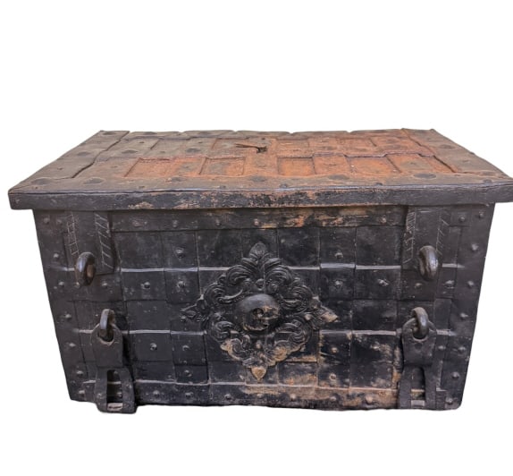 17th C German Armada Iron Strongbox Chest (1 of 4)
