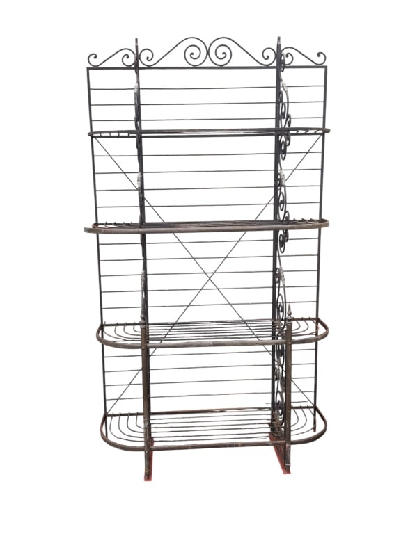 Vintage Wrought Iron Scrollwork 4 Tier Bakers Rack (1 of 3)