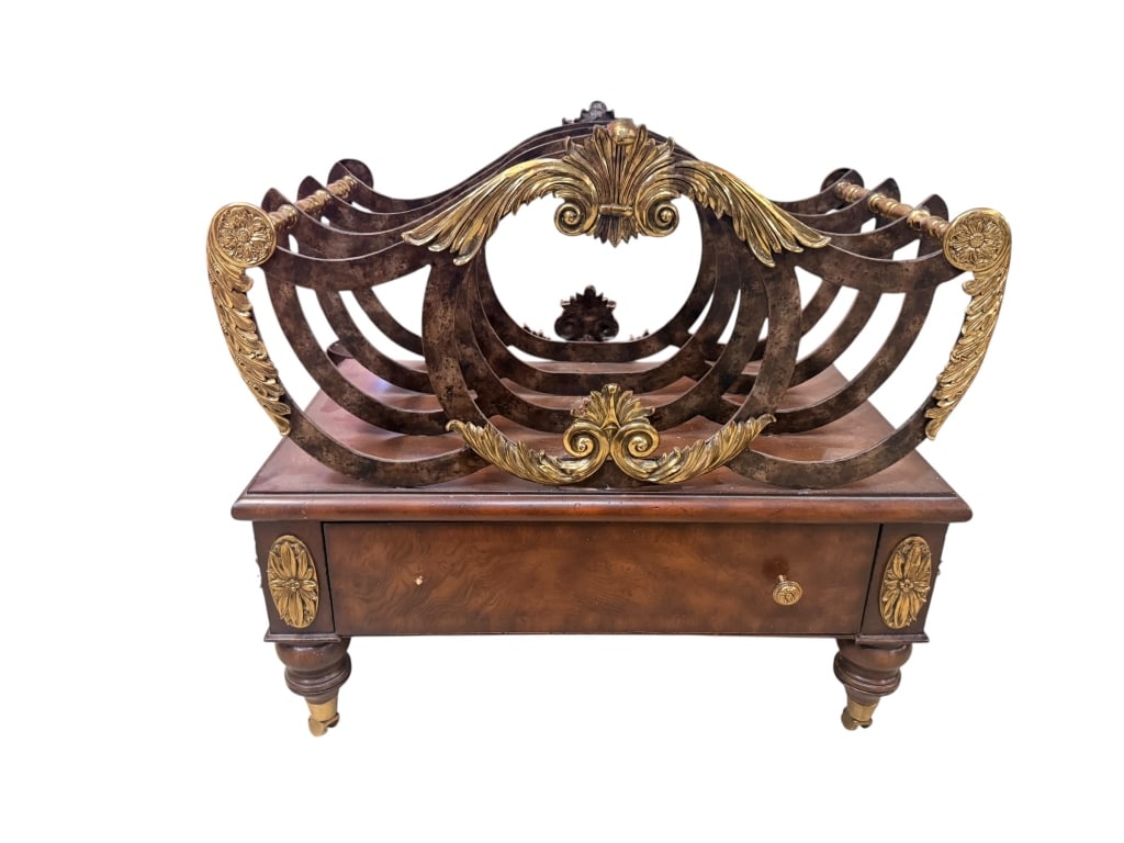 Maitland-Smith Empire Style Brass Canterbury (1 of 4)