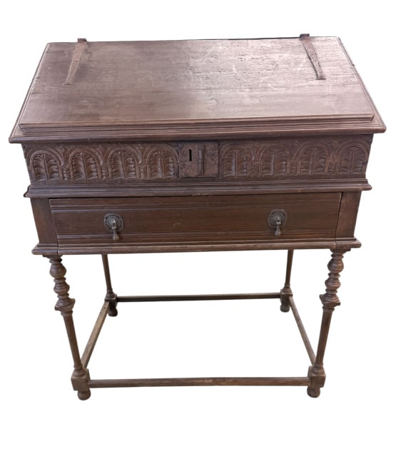 Antique Jacobean Style Carved Oak Desk (1 of 4)