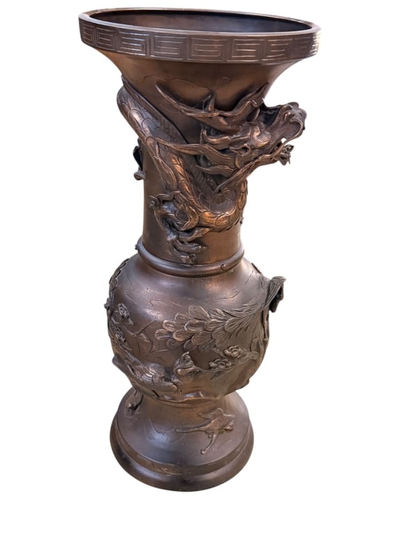 Japanese Bronze Dragon Relief Vase (1 of 5)