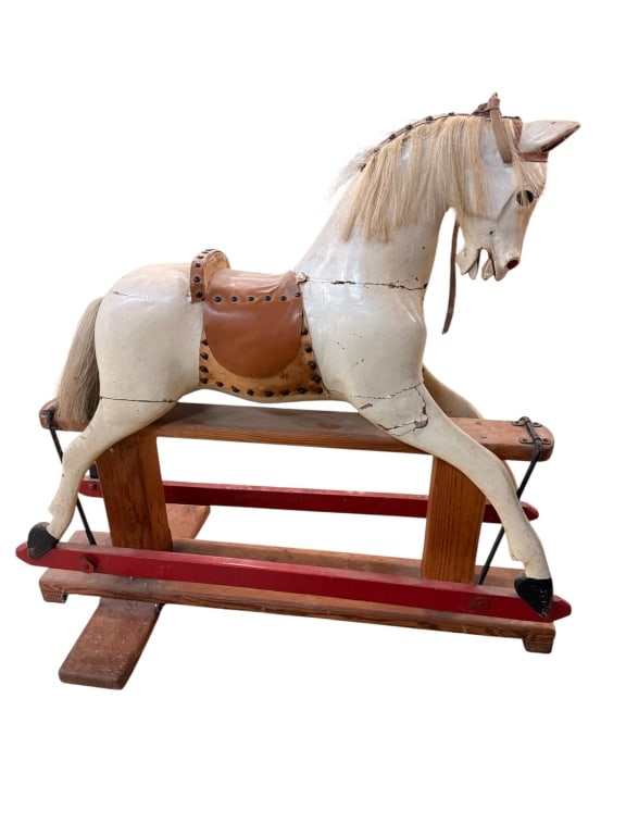 Antique Painted Wooden Glider Rocking Horse (1 of 4)