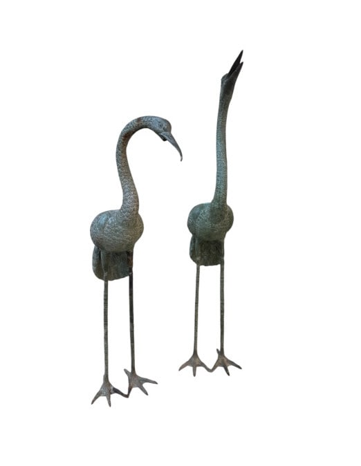 Pair of Verdigris Metal Crane Garden Statues (1 of 6)
