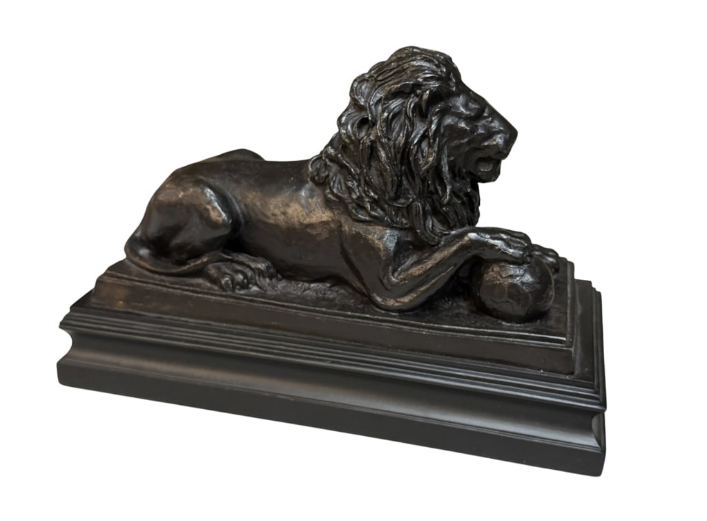 Cast Bronze of Recumbent Lion (1 of 5)