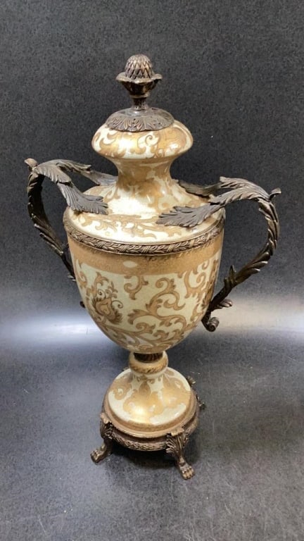 Pair Bronze Ormolu Lidded Urns - 5