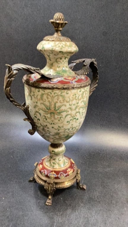 Pair Bronze Ormolu Lidded Urns - 6