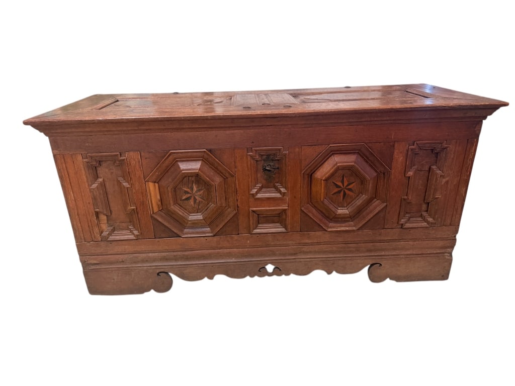Antique Spanish Baroque Inlaid Walnut Chest (1 of 7)
