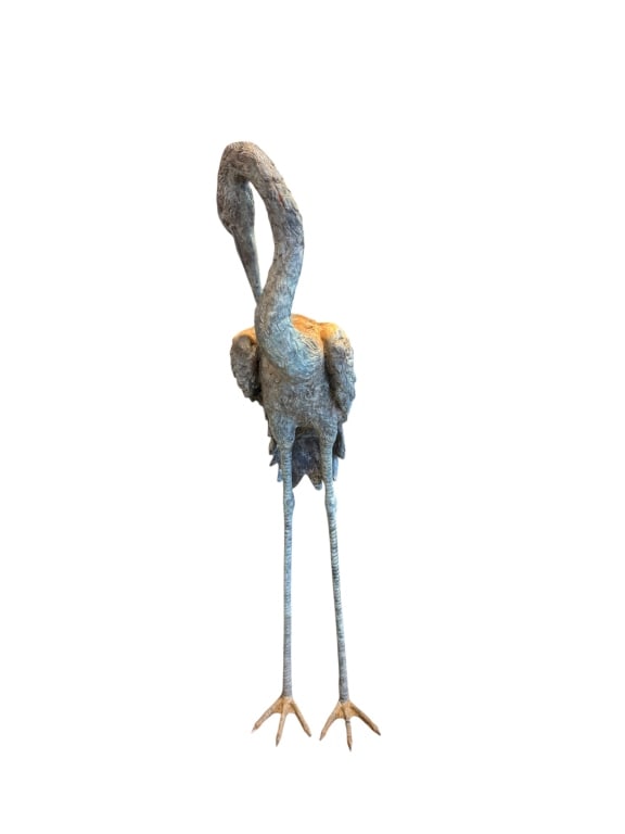 Vintage Bronze Crane Garden Sculpture (1 of 1)