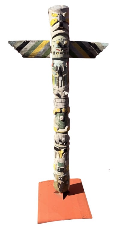 Vintage Carved and Painted Wood Totem Pole (1 of 1)