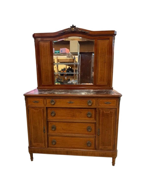 Marble-Top Dresser with Mirror (1 of 1)