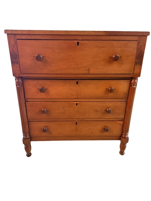 Federal Cherry Chest with Turned & Reeded Legs (1 of 1)