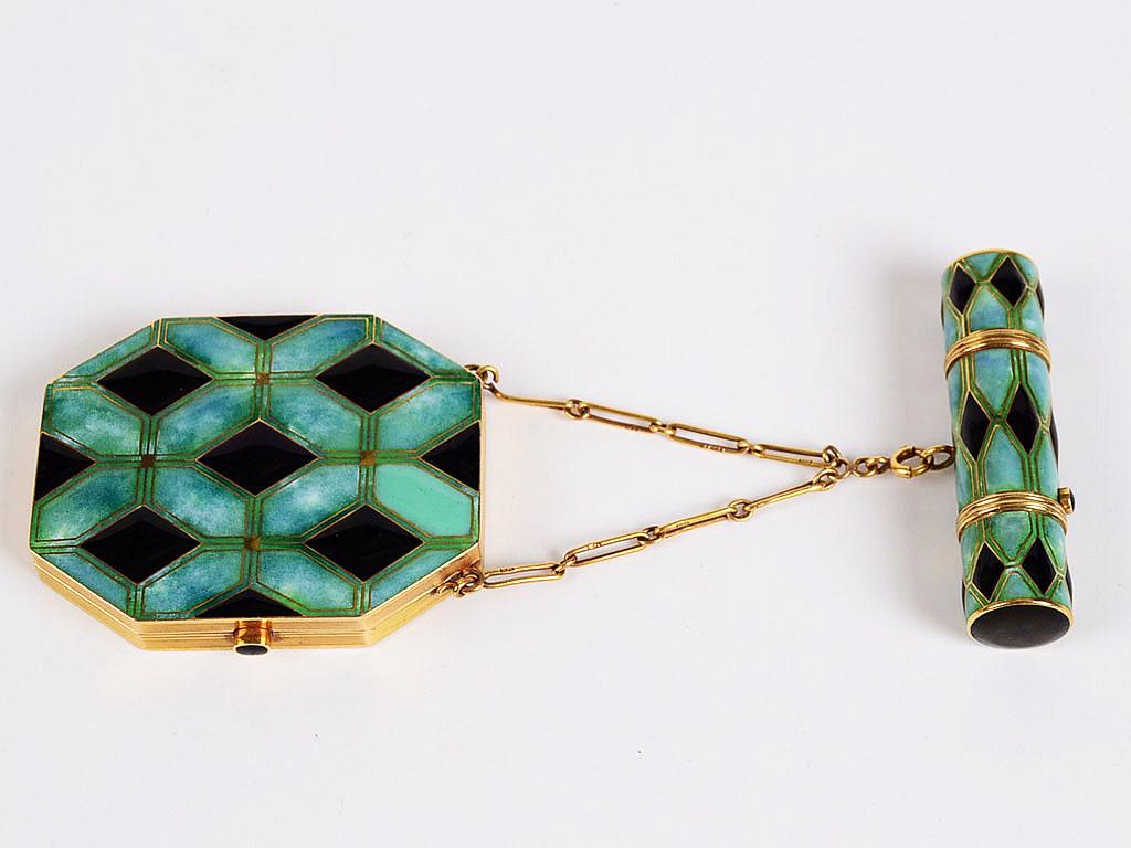 1930s Cartier 18K Solid Gold Enamelled Powder Compact (1 of 7)