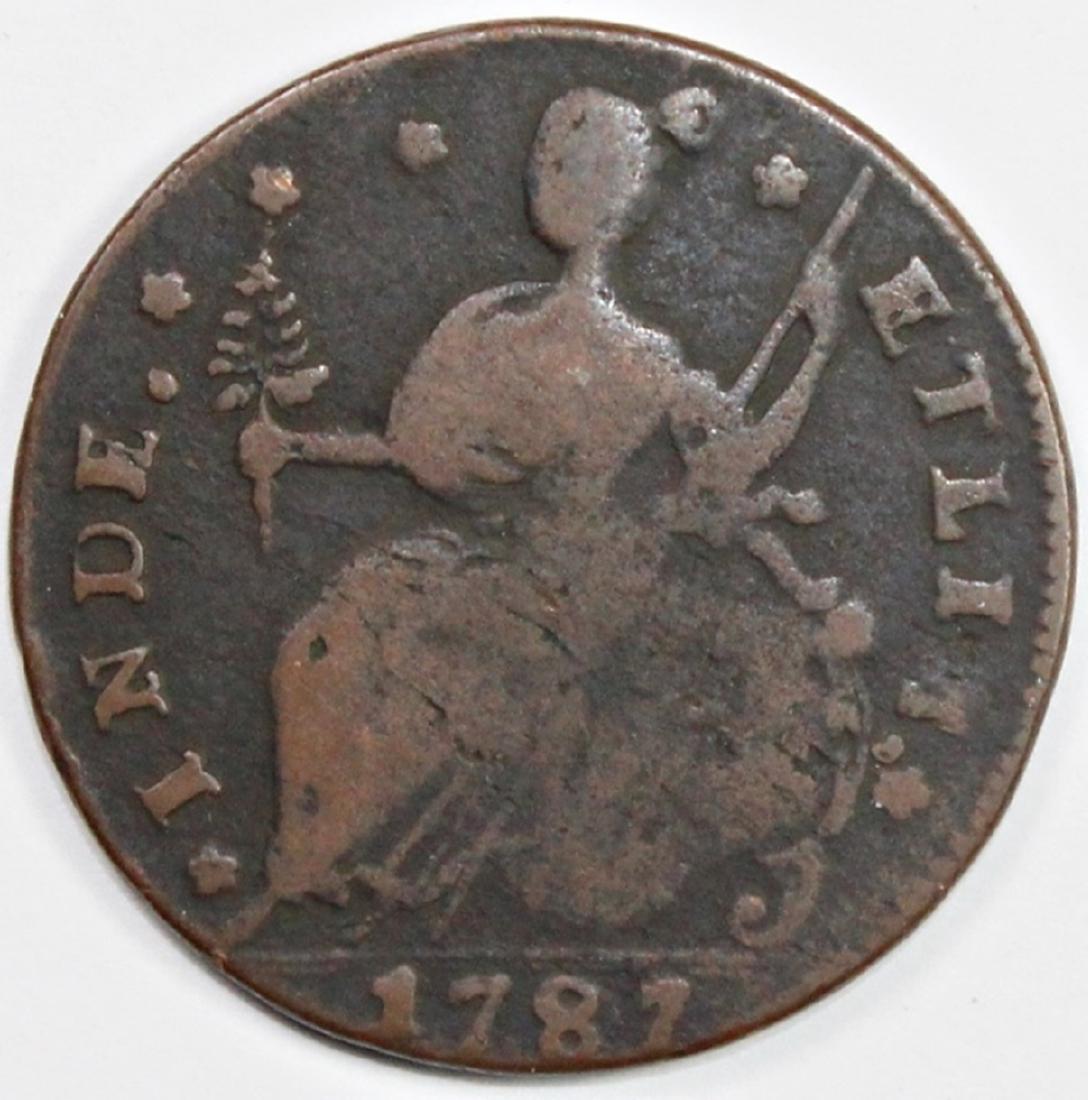 1787 CONNETICUT CENT: M.32.2-XI. CHOCOLATE BROWN PLEASING PROBLEM FREE. ESTIMATE: $140-$200
