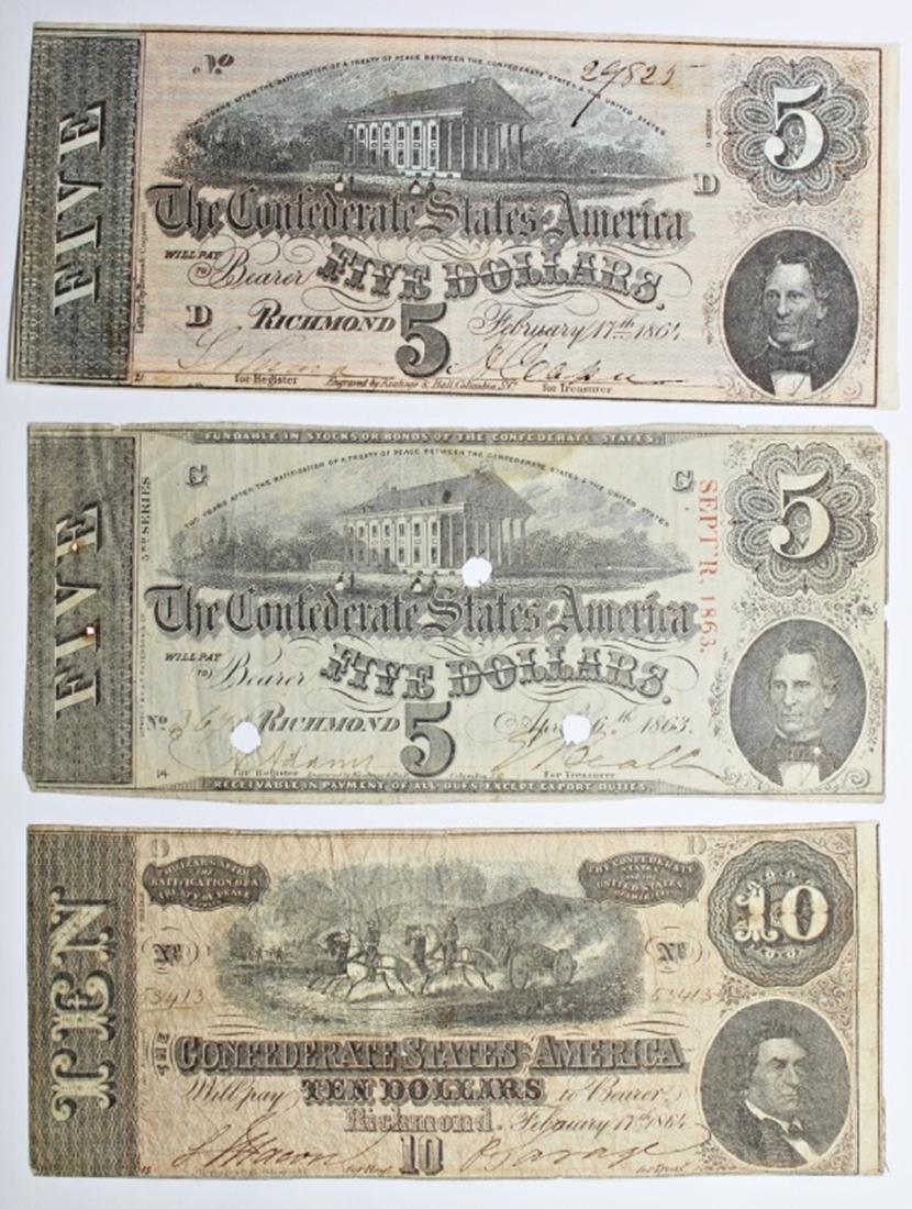 THREE 1864 CONFEDERATE NOTES (1 of 2)