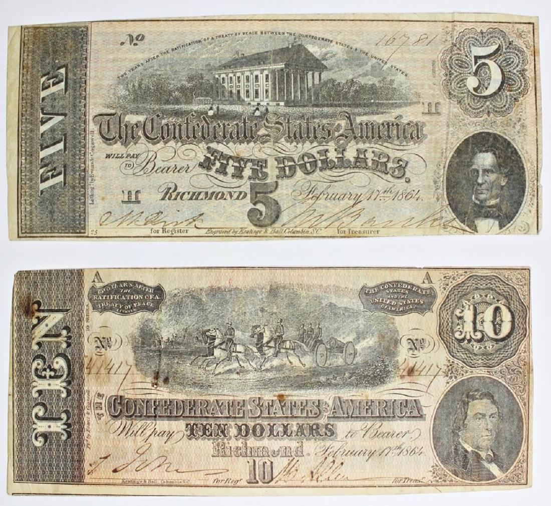 (2) 1864 CONFEDERATE NOTES (1 of 2)