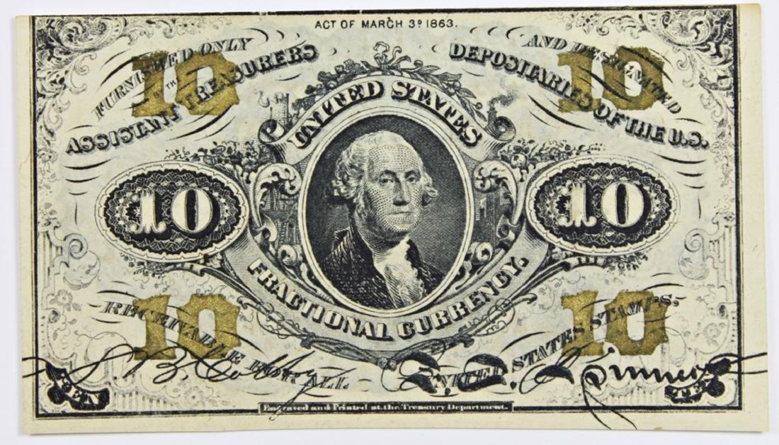 BISSEL AND AMSDEN TEN CENT: FR1255 THIRD ISSUE HEAD OF GEORGE WASHINGTON. UNC. ESTIMATE: $120-$150