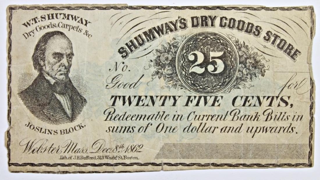 1862 TWENTY FIVE CENT SCRIP (1 of 2)