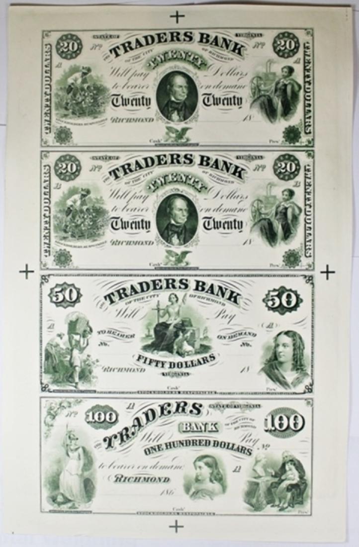 1860'S VIRGINIA TRADERS BANK PROOF SHEET (1 of 1)