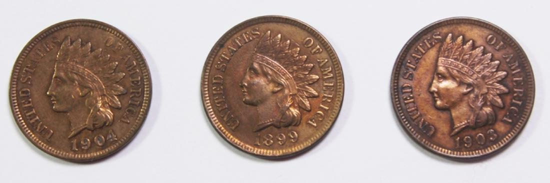 1904, 1903 AND 1899 INDIAN CENTS (1 of 2)
