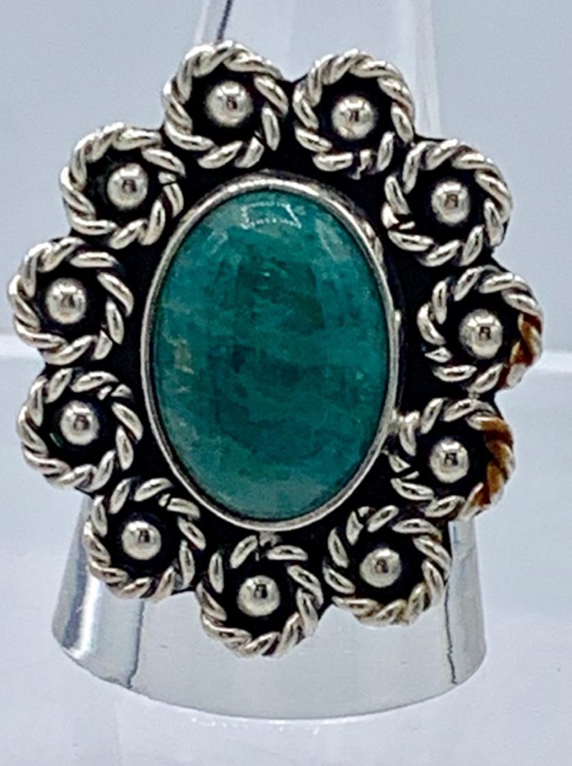 STERLING SILVER RING WITH GREEN STONE (1 of 2)