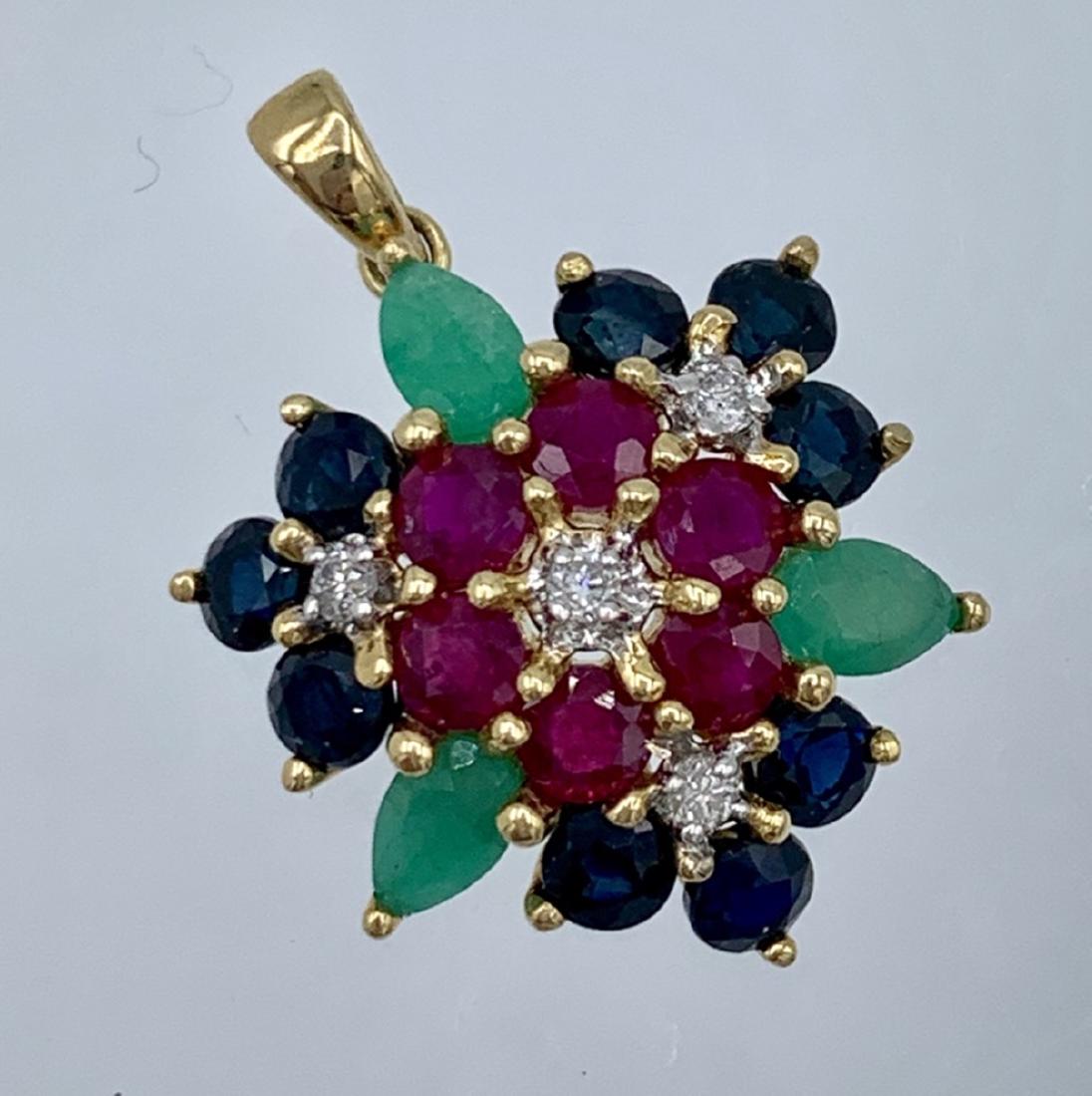 14K YELLOW GOLD PENDANT WITH GEMSTONES (1 of 2)