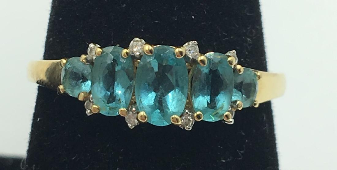 14K Y GOLD RING BLUE/GREEN STONES (1 of 1)
