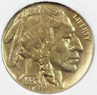 1937-D THREE LEGS BUFFALO NICKEL: SUPERB GEM BU, BEAUTIFUL GLDEN TONE, A BLAZER! RARE KEY MINT ERROR! AS NICE AS WE HAVE HAD! RNG GRADED. ESTIMATE: $10,000-$13,000