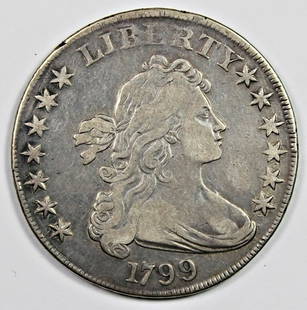 1799 BUST DOLLAR: PNA GRADED. XF RARE AND NICE TYPE COIN. ESTIMATE: $4000-$4500