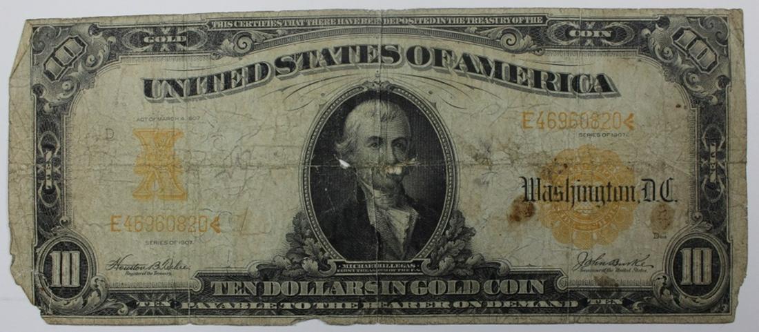 1907 $10.00 GOLD NOTE (1 of 2)