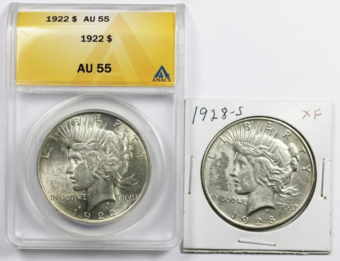 TWO PEACE DOLLARS: (1 of 2)