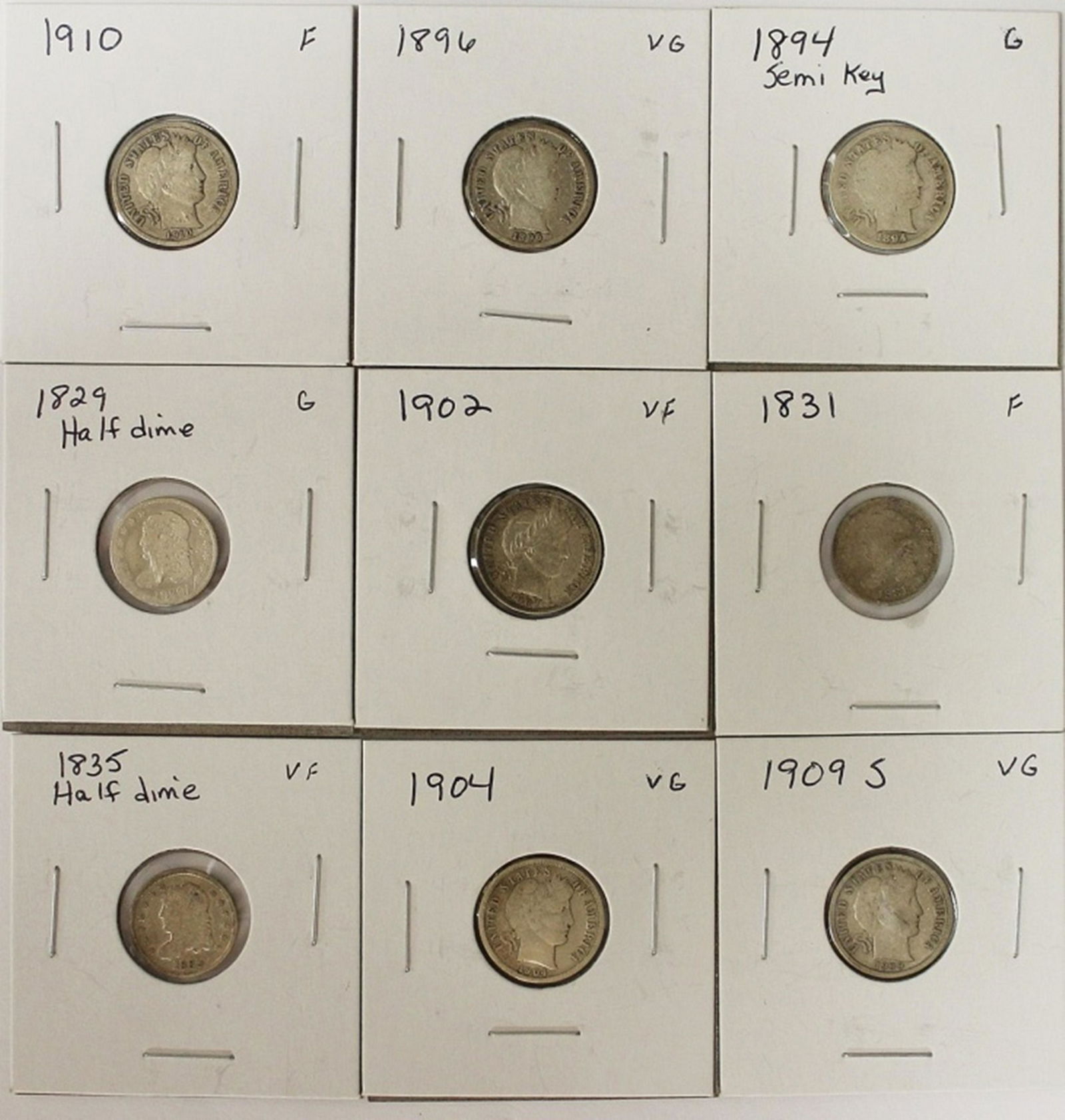 (9) DIMES - BARBER AND BUST HALF DIMES (1 of 2)