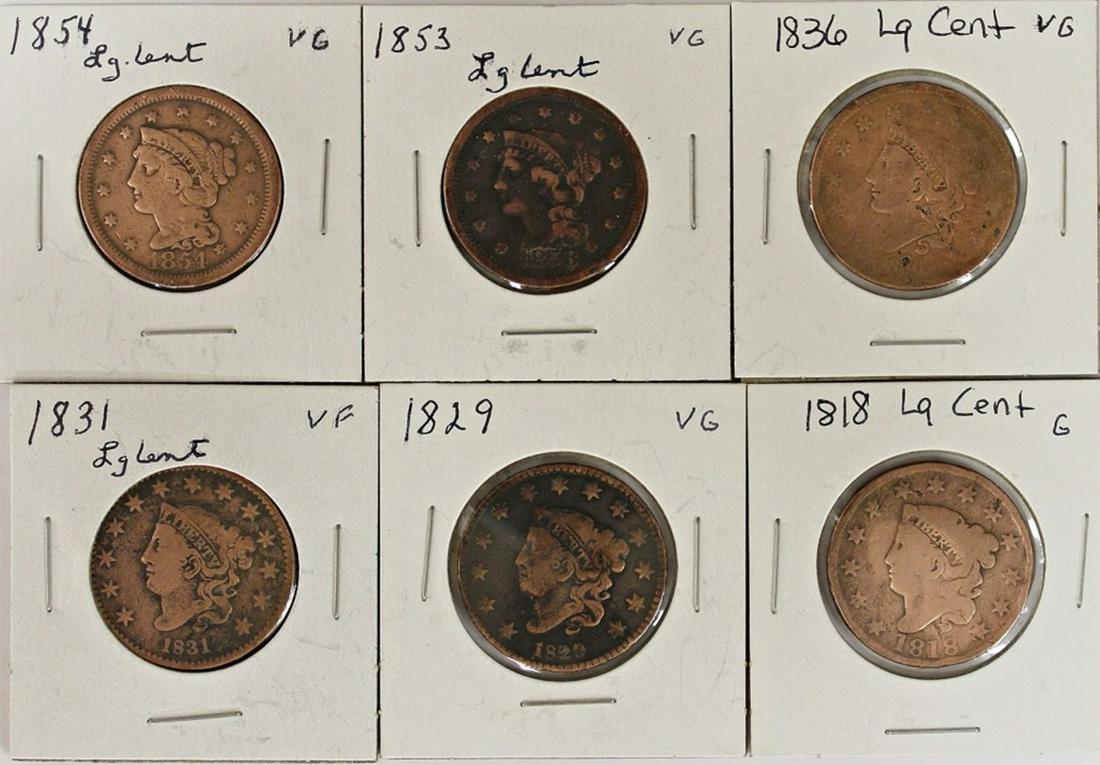 LARGE CENT LOT: 6 COINS TOTAL (1 of 2)