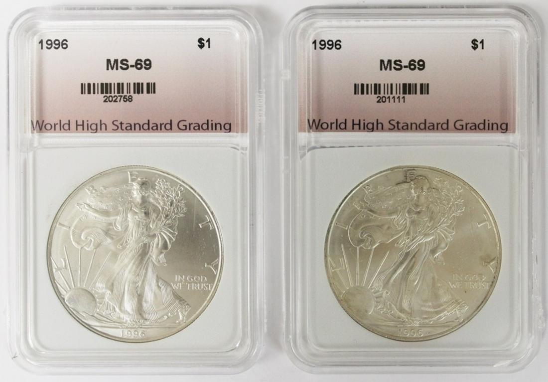 TWO 1996 AMERICAN SILVER EAGLES (1 of 2)