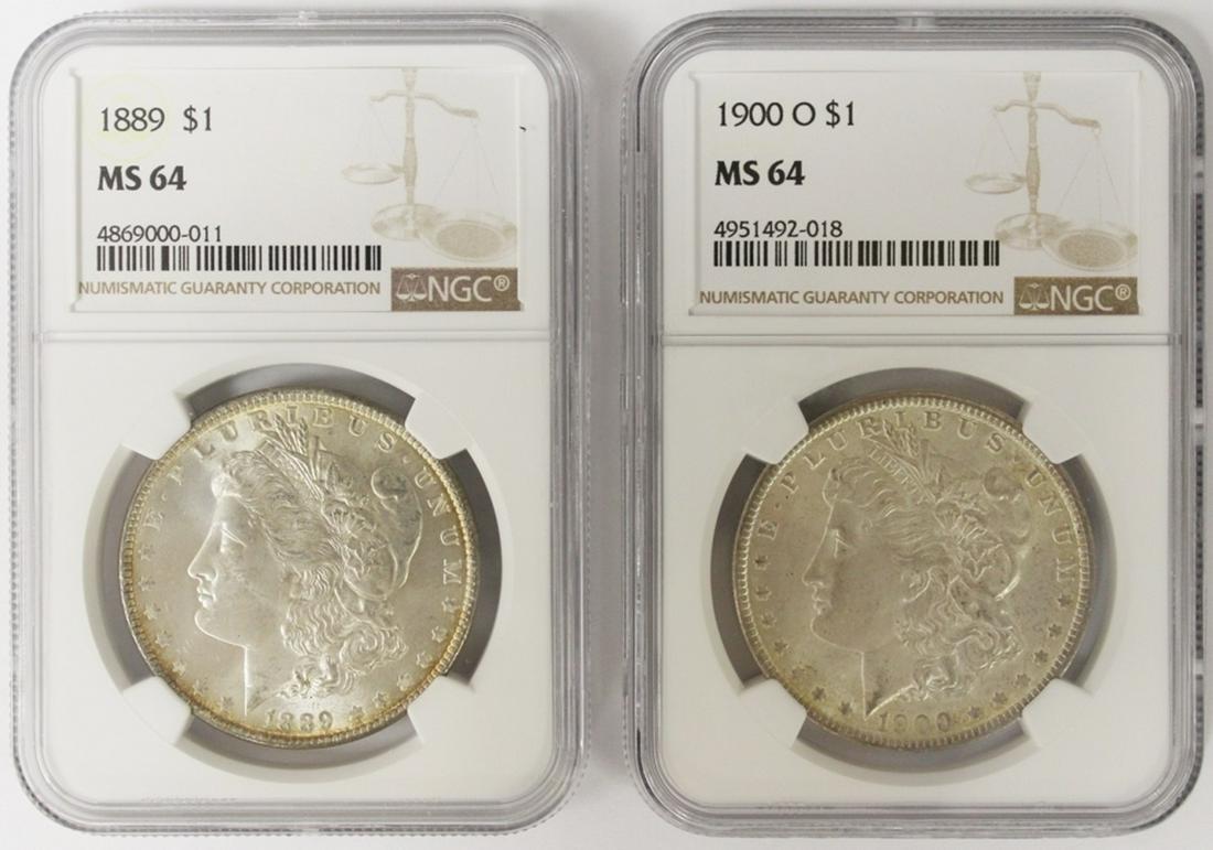 TWO NGC MS64 MORGAN DOLLARS: (1 of 2)