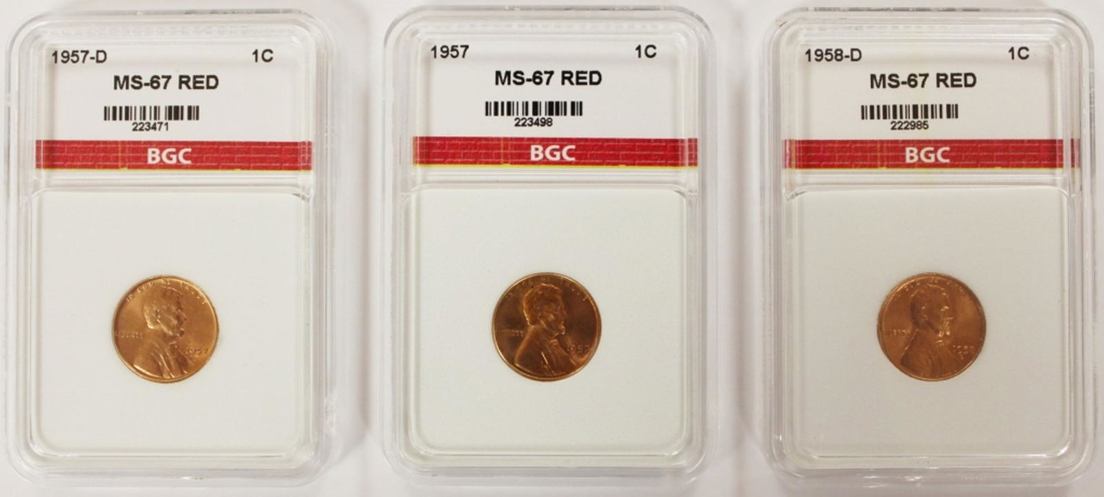 THREE LINCOLN CENTS: SUPERB RED BU: (1 of 2)