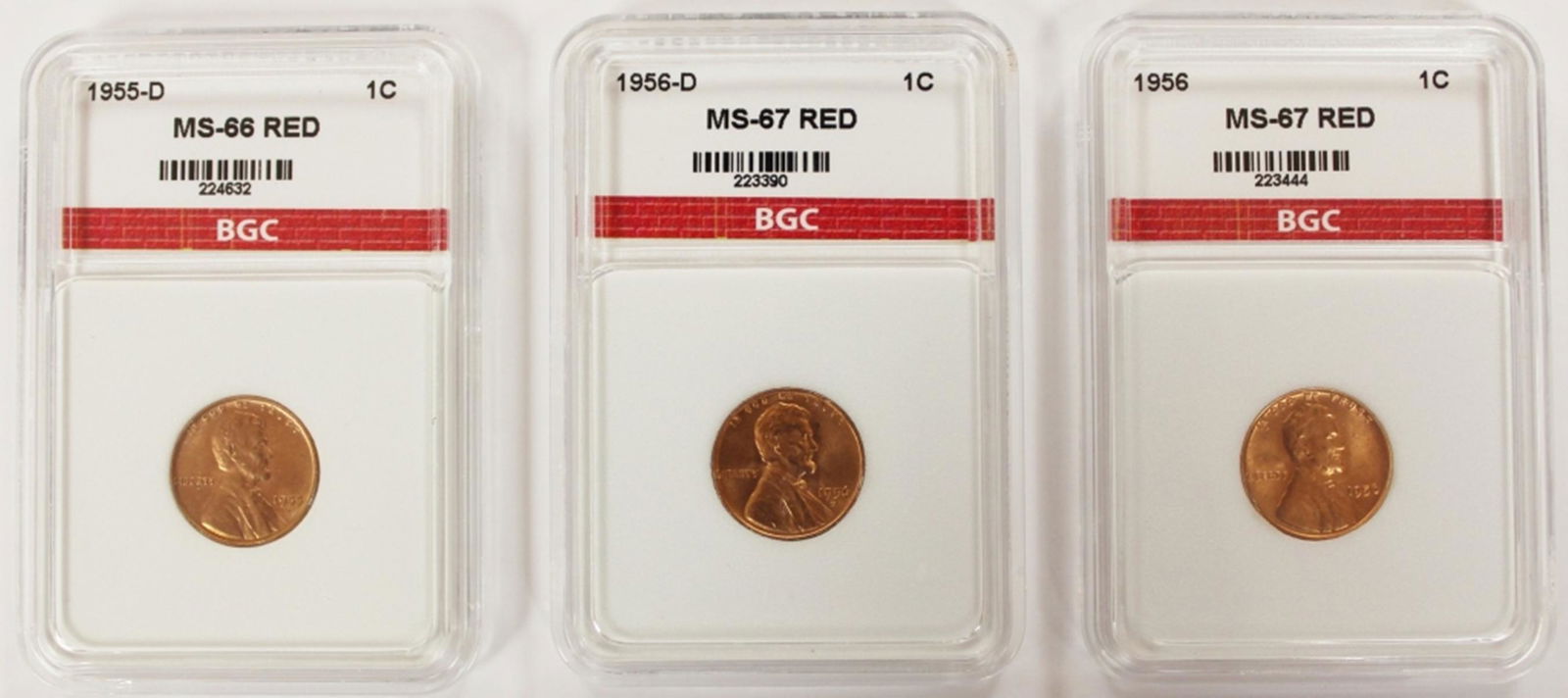 THREE LINCOLN CENTS: SUPERB RED BU: (1 of 2)