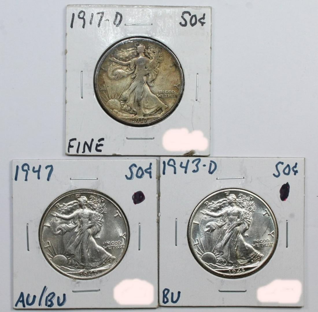 (3) WALKING LIBERTY HALF DOLLARS (1 of 2)
