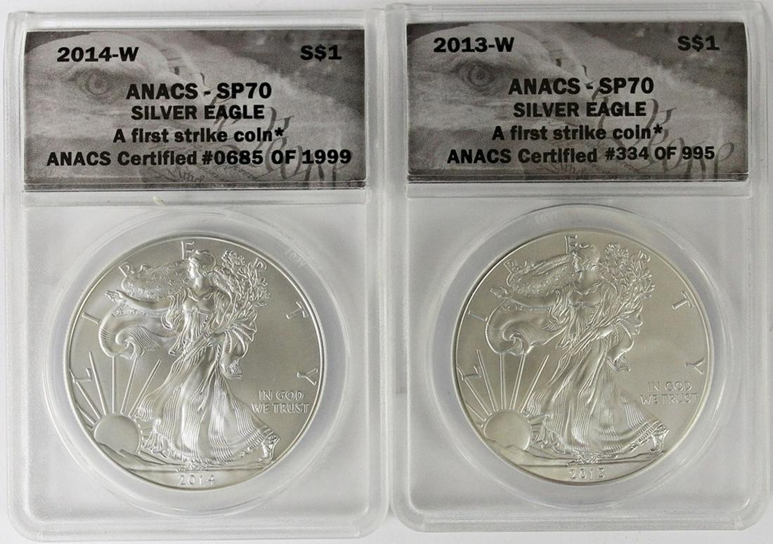 2013-W AND 2014-W AMERICAN SILVER EAGLES (1 of 2)