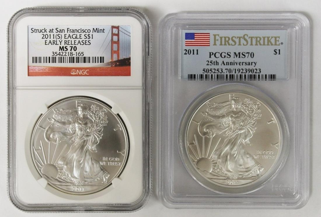 (2) 2011 AMERICAN SILVER EAGLES (1 of 2)